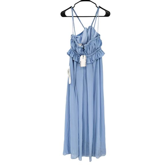 Dress the Population Athena Braided Blue Plunge V-Neck Halter Gown S NWT - Picture 3 of 9